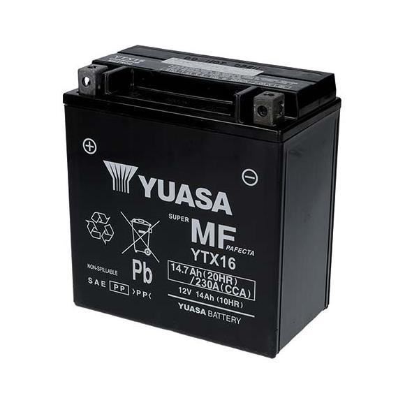 Yuasa battery for BMW K 1600 GTL 17-22 model YTX16 12V/14AH (Size  150x87x161 mm)
