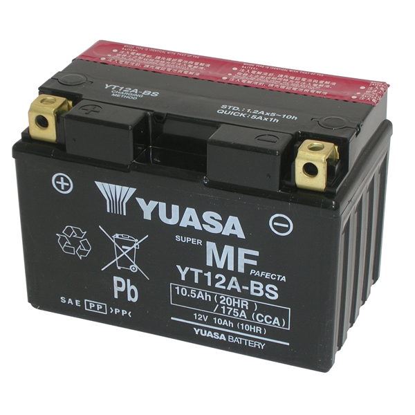 Yuasa battery for Kawasaki J 300 14-15 model YT12A-BS 12V/9,5AH (Size  150x87x105 mm)