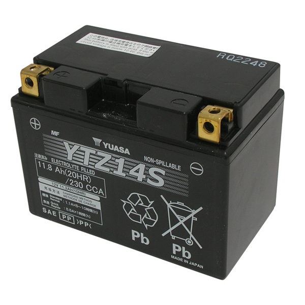 Batterie Moto Yuasa YTZ14S - Sans Entretien, Déjà Remplie - Haute Performance Pour Démarrage