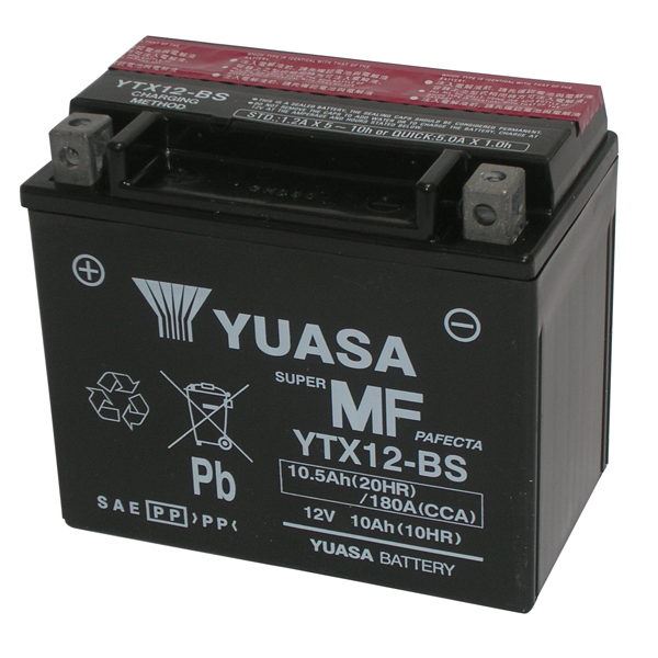 Yuasa battery for Suzuki V-Strom 650 XT ABS 15-16 model YTX12-BS 12V/10AH  (Size 152x88x131 mm)