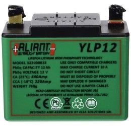 Batteria al Litio Aliant per Aprilia Futura 1000 01-04 modello ULTRALIGHT Y-LP12 (Peso 750g - Dimensioni 114x69x90 mm)