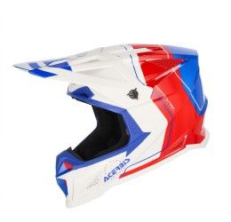Casco cross enduro Acerbis T711 Bianco/Blu/Rosso
