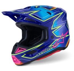 Casco cross enduro Alpinestars sm7 cast colore Blu rosa giallo