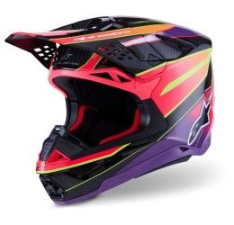Casco cross enduro Alpinestars Supertech M10 era colore Rosa viola giallo