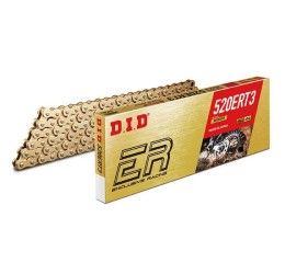 Catena passo 520 DID 520 ERT3 Gold & Gold Off-Road 120 maglie senza O-RING e con giunto a clip