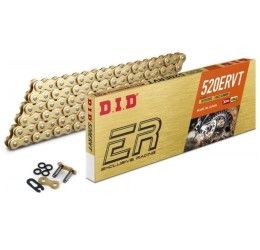 Catena passo 520 DID 520 ERVT Gold & Gold Off-Road 120 maglie con X-RING e giunto a clip