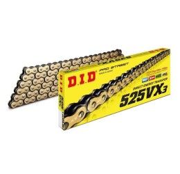 Catena passo 525 DID 525 VX3 Gold & Black 120 maglie con X-RING e giunto a rivetto
