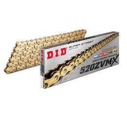 Catena passo 520 DID 520 ZVM-X Gold & Gold 120 maglie con X-RING e giunto a rivetto