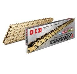 Catena passo 525 DID 525 ZVM-X2 Gold & Gold 120 maglie con X-RING e giunto a rivetto