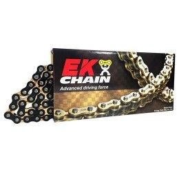 Catena passo 520 EK Chain MVXZ2 120 maglie con QX-RING e con giunto a rivetto colore Nera-Oro