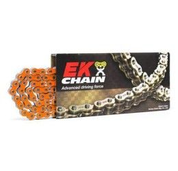 Catena passo 525 EK Chain MVXZ2 120 maglie con QX-RING con falsamaglia a rivetto colore arancione