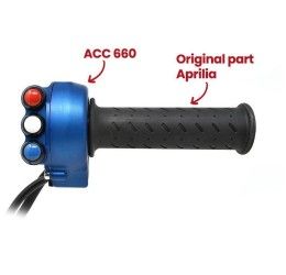 Comando gas con pulsantiera blu integrata Jetprime per Aprilia Tuono V4 1100 21-24