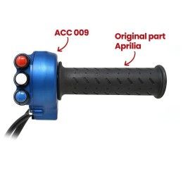 Comando gas con pulsantiera blu integrata Jetprime per Aprilia Tuono V4 1100 RR 17-20
