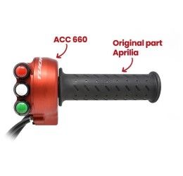 Comando gas con pulsantiera rossa integrata Jetprime per Aprilia Tuono V4 1100 21-24