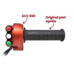 Comando gas con pulsantiera rossa integrata Jetprime per Aprilia Tuono V4 1100 Factory 21-24