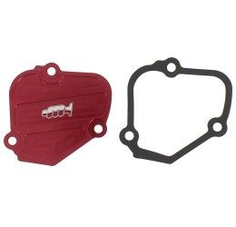 Coperchio valvola scarico sinistro in ergal anodizzato rosso Motocross Marketing AV3250R