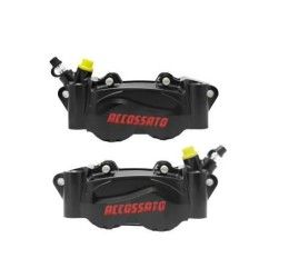Coppia pinze freno Radiali Accossato CNC ricavata dal pieno Ossidata Nera interasse 100mm con pastiglie
