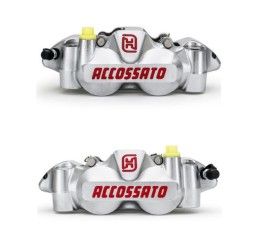 Coppia pinze freno Radiali Accossato monoblocco forgiata Nichelata interasse 108mm con pastiglie