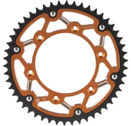 Corona bimetallica CHT Chiaravalli X-RACE passo 520 per KTM 250 EXC TBI 24-25 colore arancione