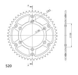 Corona bimetallica Supersprox STEALTH passo 520 per GasGas MCF 350 2022 colore rosso
