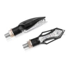 Frecce Led PUIG modello house nero - lenti trasparenti - omologate secondo gli standard europei - dimensioni: 70x24 mm. -