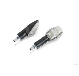 Frecce Led PUIG modello zafiro versione corta trasparente - lenti trasparente e base nera - omologate secondo gli standard