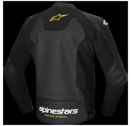 Giacca moto pelle Alpinestars faster airflow v3 nero bianco giallo fluo