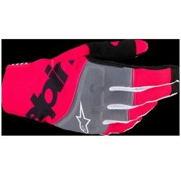 Guanti cross enduro Alpinestars Techstar Nero rosa fluo grigio