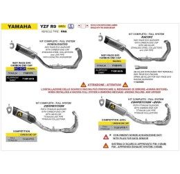 Scarico completo Arrow racing con terminale Indy Race EVO in alluminio Dark non omologato per Yamaha R9 2025