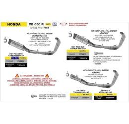 Scarico completo Arrow racing con terminale Pro-Race Dark non omologato per Honda CBR 650 R 24-25