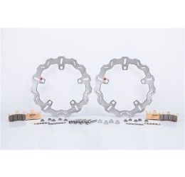 Kit coppia dischi freno anteriori Braking per BMW R 1200 GS Adventure 2014 W-FLO a margherita flottante MAGGIORATI da 320mm + distanziali e bulloni dedicati per pinze freno originali