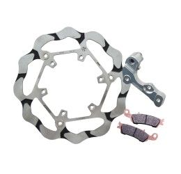 Kit disco freno anteriore Braking S3 BATFLY CROSS a margherita flottante per Honda CRF 450 RX 17-18 MAGGIORATO da 270mm + distanziale dedicato per supporto pinza freno OEM + pastiglie dedicate freno Braking CM46