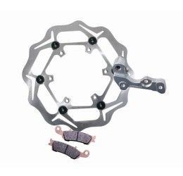 Kit disco freno anteriore Braking W-OPEN a margherita flottante per Honda CRF 450 RX 17-18 MAGGIORATO da 270mm + distanziale dedicato per supporto pinza freno OEM + pastiglie dedicate freno Braking CM44