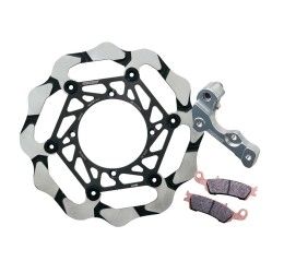 Kit disco freno anteriore Braking per Husqvarna FX 350 17-18 EPTA BATFLY CROSS a margherita flottante MAGGIORATO da 280mm + distanziale dedicato per supporto pinza freno OEM + pastiglie dedicate freno Braking CM46