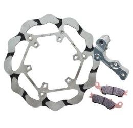 Kit disco freno anteriore Braking S3 BATFLY CROSS a margherita flottante per Husqvarna FX 350 17-18 MAGGIORATO da 270mm + distanziale dedicato per supporto pinza freno OEM + pastiglie dedicate freno Braking CM46