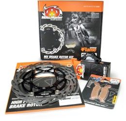 Kit disco freno anteriore Moto Master FLAME a margherita flottante per Husqvarna SM 125 00-13 MAGGIORATO da 270mm + distanziale dedicato per supporto pinza freno OEM + pastiglie dedicate freno Moto Master