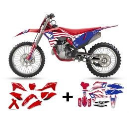 Kit Plastiche + Grafiche UFO per GasGas MCF 450 21-23 Adesivi patriot rosso