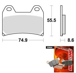 Pastiglie freno anteriori Braking per Moto Guzzi Griso 1100 05-08 - Mescola CM66 semi-metallica racing 784CM66