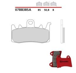 Pastiglie freno anteriori Brembo per Aprilia Tuono V4 1000 R APRC ABS 2014 - Mescola SA sinterizzata Strada 07BB38SA
