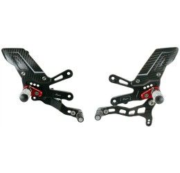 Pedane arretrate Lightech per Aprilia RSV4 1100 Factory 19-25 modello R-VERSION con poggiapiede snodato - CAMBIO ROVESCIATO