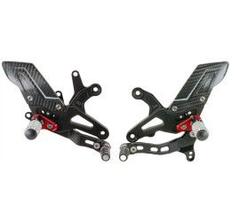Pedane arretrate Lightech per Kawasaki ZX-6R 05-24 modello R-VERSION con poggiapiede snodato