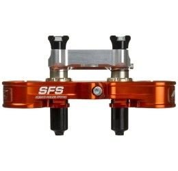Piastra forcella superiore ammortizzata Neken modello SFS per KTM 125 SX 13-22 colore arancione Offset 22mm
