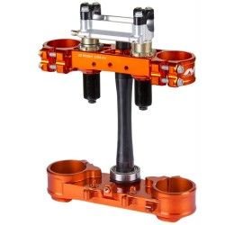 Piastre forcella complete Neken modello SFS per KTM 125 SX 13-22 arancione Offset 22 mm (7/8