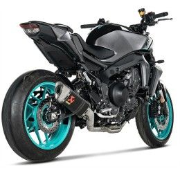 Scarico completo Akrapovic Racing non omologato con collettori in acciaio e terminale in carbonio con fondello in titanio per Yamaha MT-09 24-25