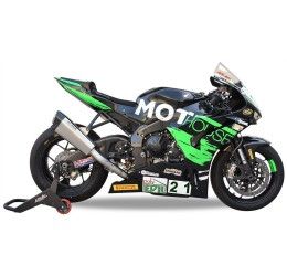 Scarico completo MT RACE SHARK non omologato con collettori in TITANIO e terminale in TITANIO SATINATO con fondello in CARBONIO per Honda CBR 1000 RR-R 20-23