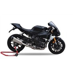 Scarico completo MT RACE SHARK non omologato con collettori in ACCIAIO e terminale in ACCIAIO SATINATO con fondello in CARBONIO per Yamaha R1 15-24