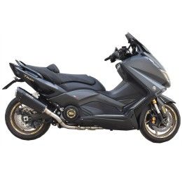 Scarico completo MT RACE SHARK non omologato con collettori in TITANIO e terminale in TITANIO SATINATO con fondello in CARBONIO per Yamaha T-Max 530 12-16