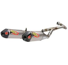 Scarico completo Pro Circuit T-6 Euro Tri-Oval con collettore Acciaio Inox e terminale in Titanio e fondello Carbonio per Honda CRF 450 RX 17-18 (2 Silenziatori)