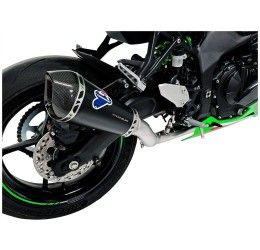 Scarico completo Termignoni non omologato con collettori in acciaio inox e terminale in acciaio inox nero con fondello in carbonio per Kawasaki ZX-4RR 24-25