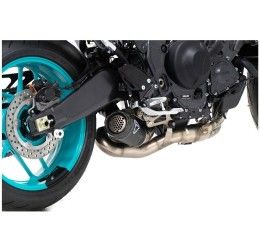 Scarico completo Termignoni non omologato con collettori in acciaio inox e terminale in titanio nero con fondello in alluminio CNC per Yamaha MT-09 21-25
